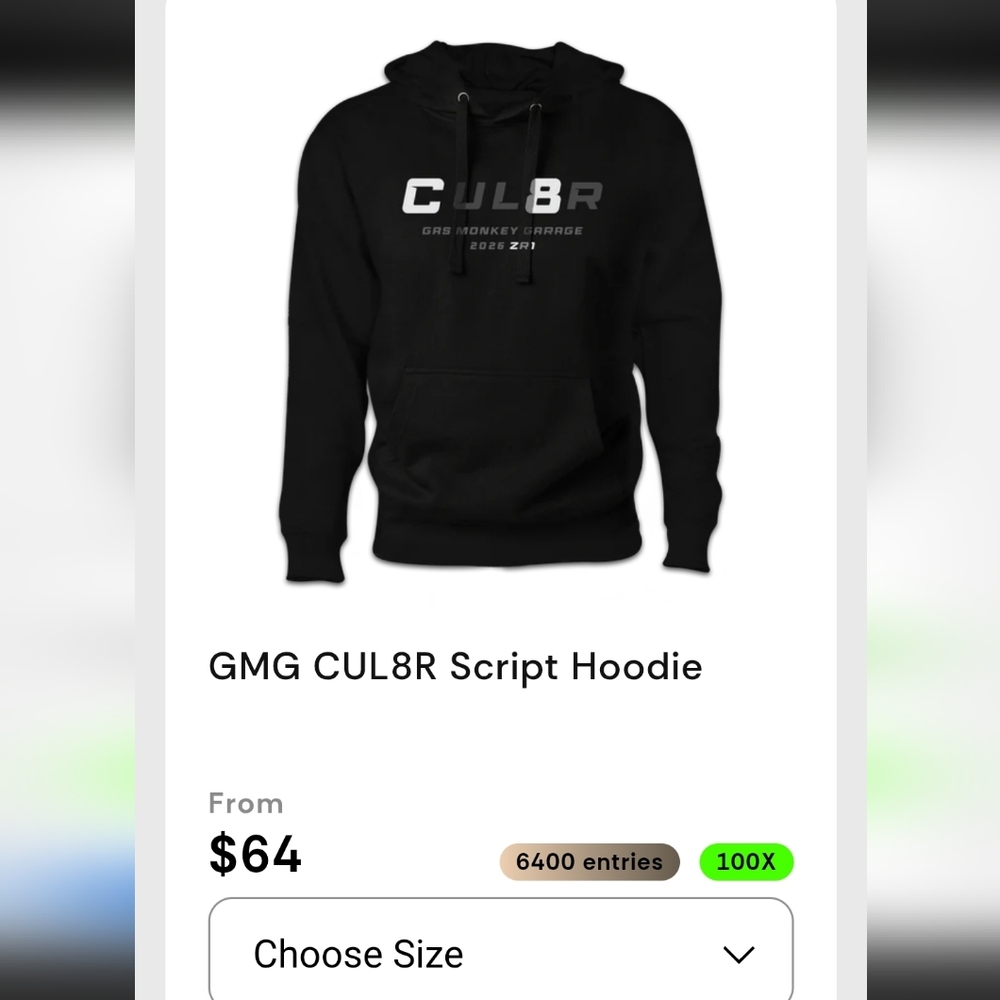 New Unopened Gas Monkey Garage Zr1 CUL8R Hoodie